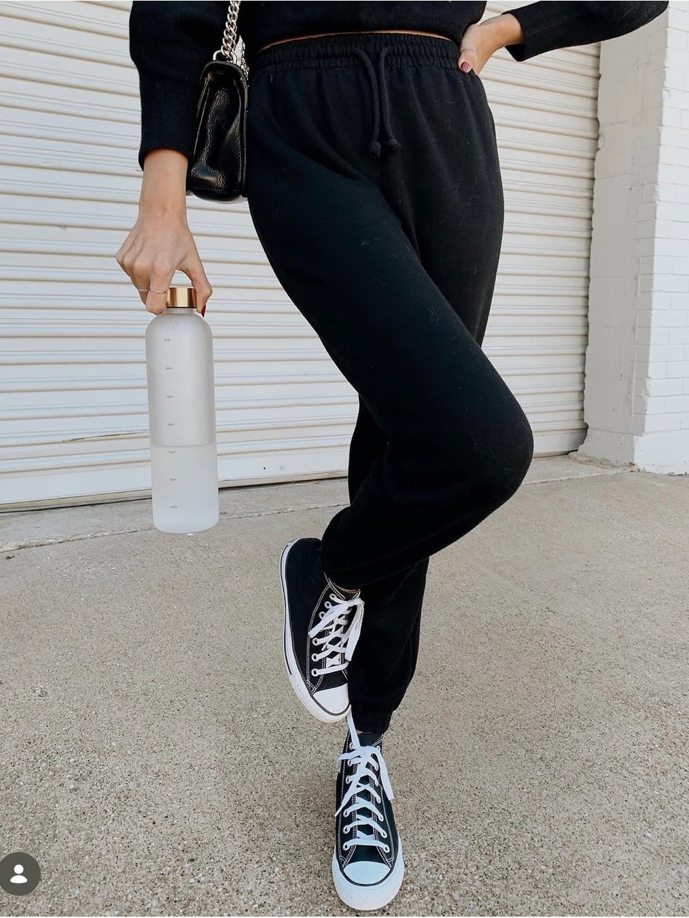 Topshop Black Drawstring Joggers with Cuffed Ankles